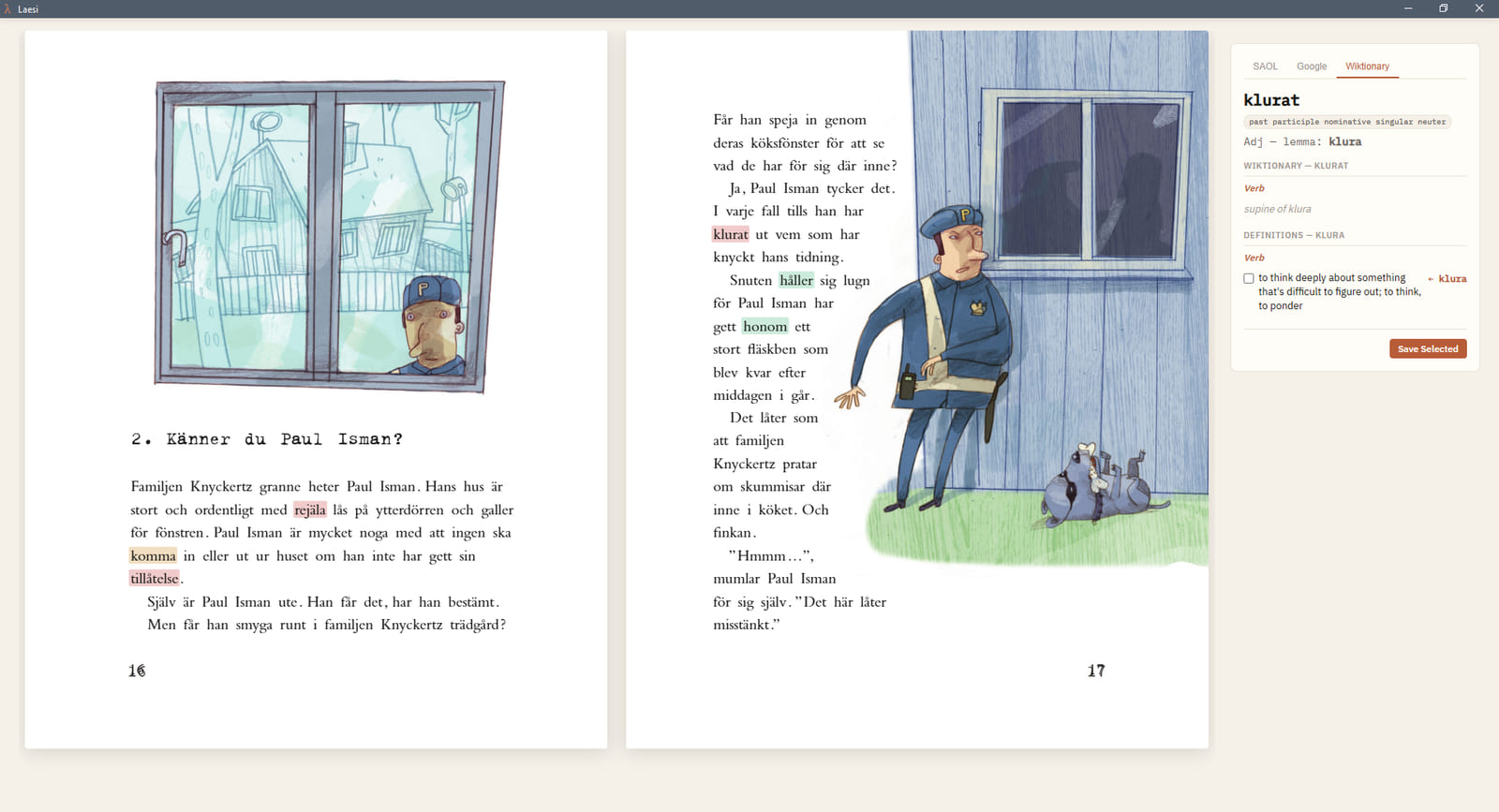 Facsimile reader: The publisher's own page design, colour illustrations and all, with your highlighting laid over the real layout. Available when the file carries its layout with it.