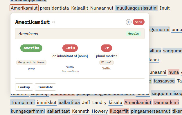 Polysynthetic breakdown — Morpheme-level analysis and tracking for languages like Kalaallisut.